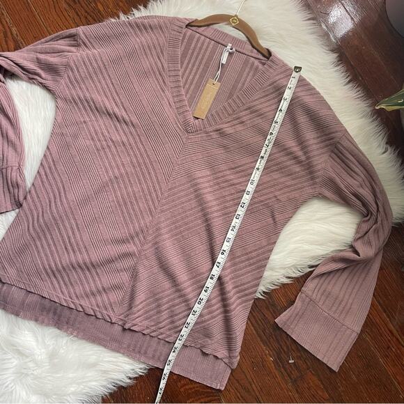 Textured Oversized Long Sleeve Knit Top Powder Blush Loungewear NWT - Picture 7 of 7